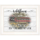 Wildflowers Covered Bridge White Framed Print Wall Art - Homeroots - Flyclothing LLC