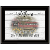 Wildflowers Covered Bridge Black Framed Print Wall Art - Homeroots - Flyclothing LLC