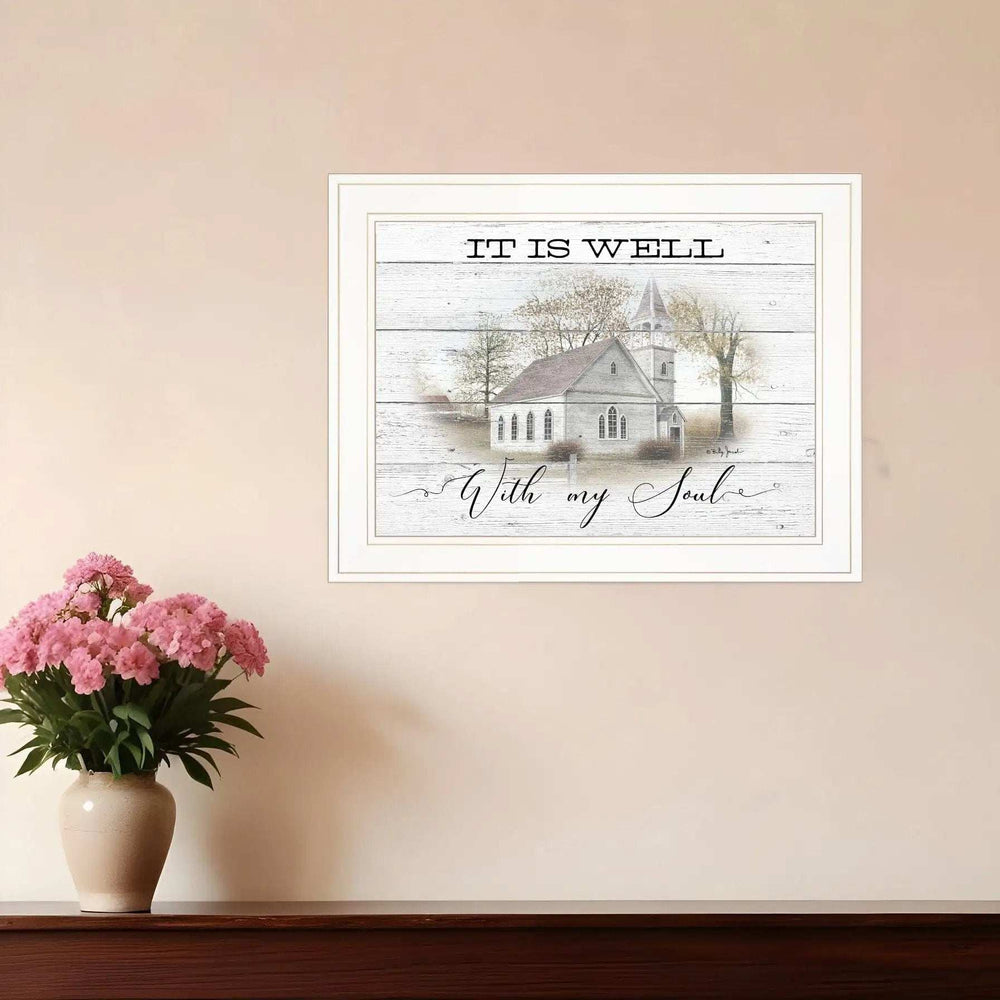 It Is Well 1 White Framed Print Wall Art - Homeroots - Flyclothing LLC