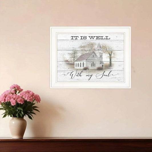 It Is Well 1 White Framed Print Wall Art - Homeroots - Flyclothing LLC