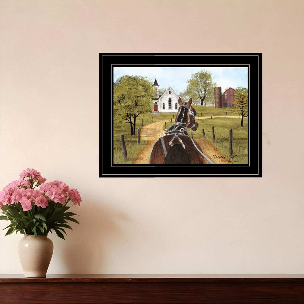 Amish on Sunday Drive 2 Black Framed Print Wall Art - Homeroots - Flyclothing LLC