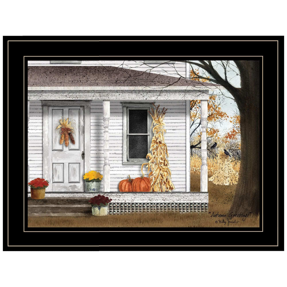 Autumn Greetings 2 Black Framed Print Wall Art - Homeroots - Flyclothing LLC