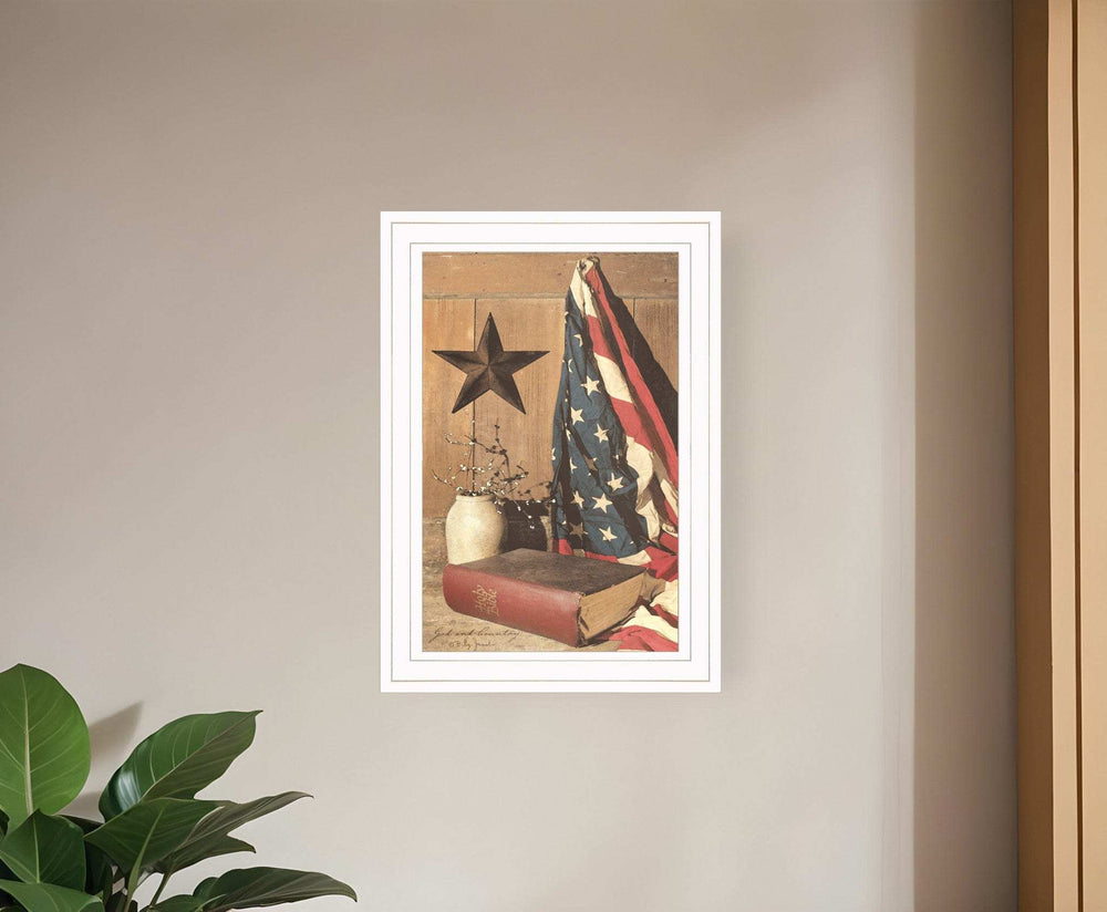 God and Country 1 White Framed Print Wall Art - Homeroots - Flyclothing LLC