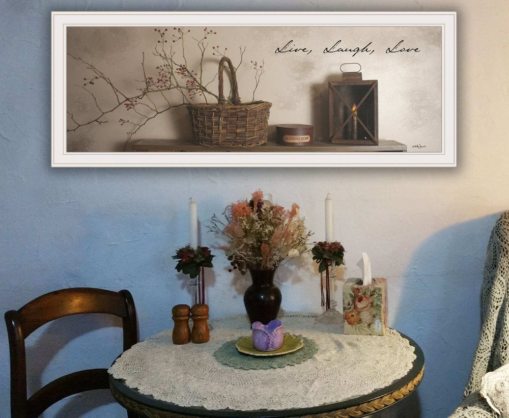 Live Laugh and Love 3 White Framed Print Wall Art - Homeroots - Flyclothing LLC