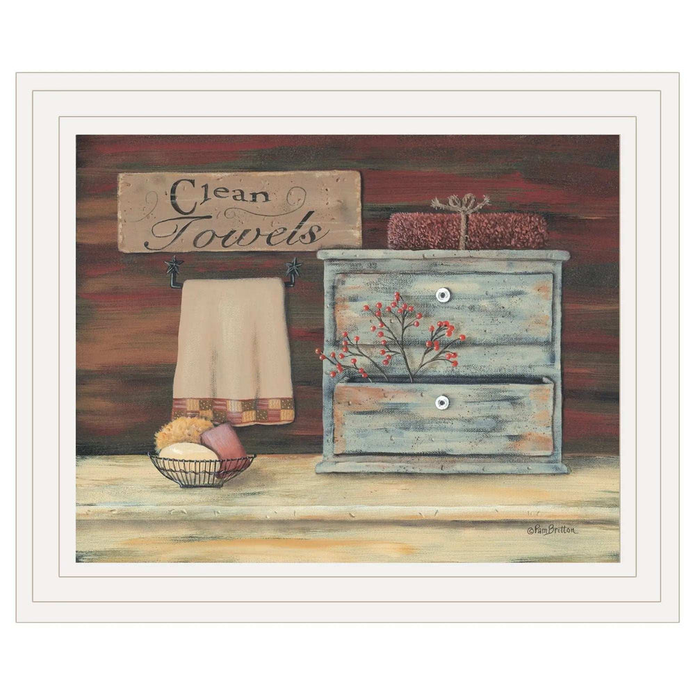 Clean Towels 2 White Framed Print Bathroom Wall Art - Homeroots - Flyclothing LLC
