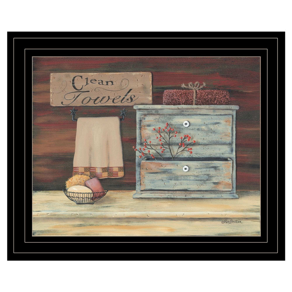 Clean Towels 3 Black Framed Print Bathroom Wall Art - Homeroots - Flyclothing LLC