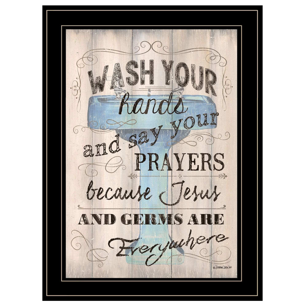 Wash Your Hands 4 Black Framed Print Bathroom Wall Art - Homeroots - Flyclothing LLC
