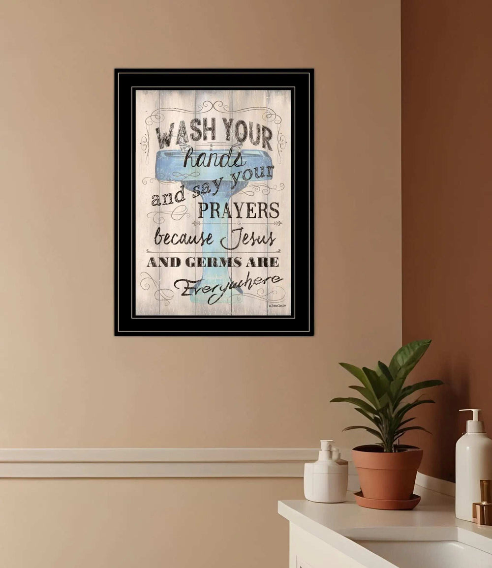 Wash Your Hands 4 Black Framed Print Bathroom Wall Art - Homeroots - Flyclothing LLC