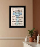 Wash Your Hands 4 Black Framed Print Bathroom Wall Art - Homeroots - Flyclothing LLC