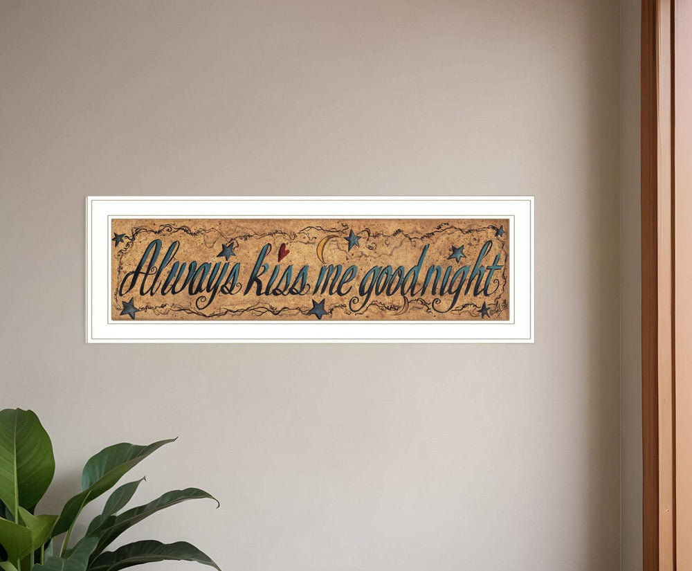 Always Kiss Me Goodnight 2 White Framed Print Wall Art - Homeroots - Flyclothing LLC