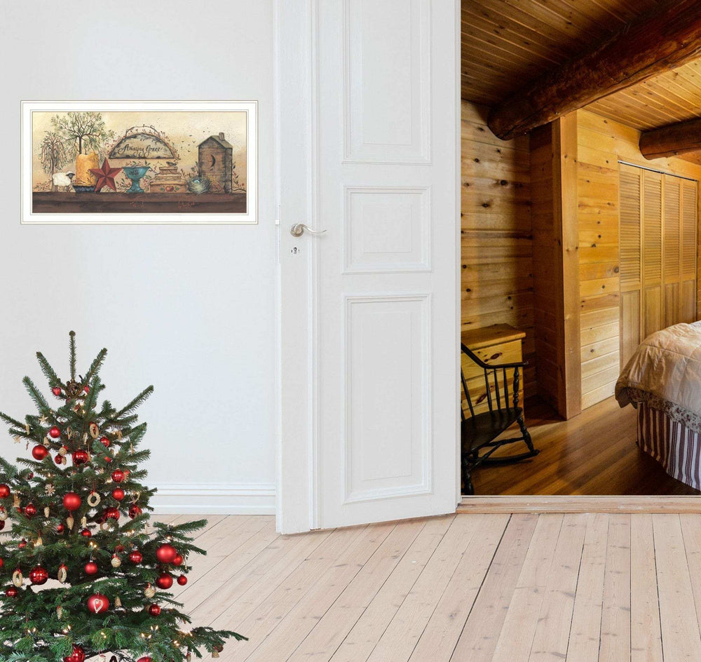 Amazing Grace Shelf 1 White Framed Print Wall Art - Homeroots - Flyclothing LLC