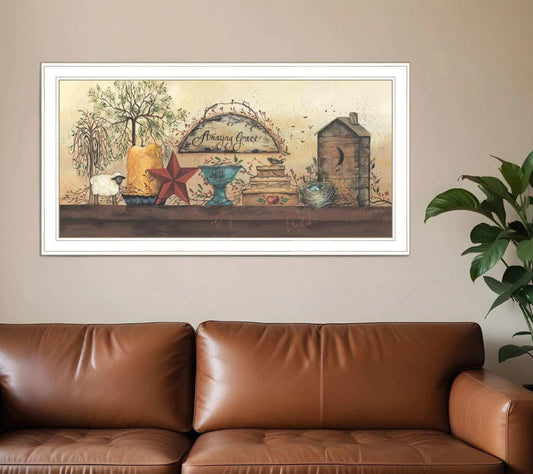 Amazing Grace Shelf 1 White Framed Print Wall Art - Homeroots - Flyclothing LLC