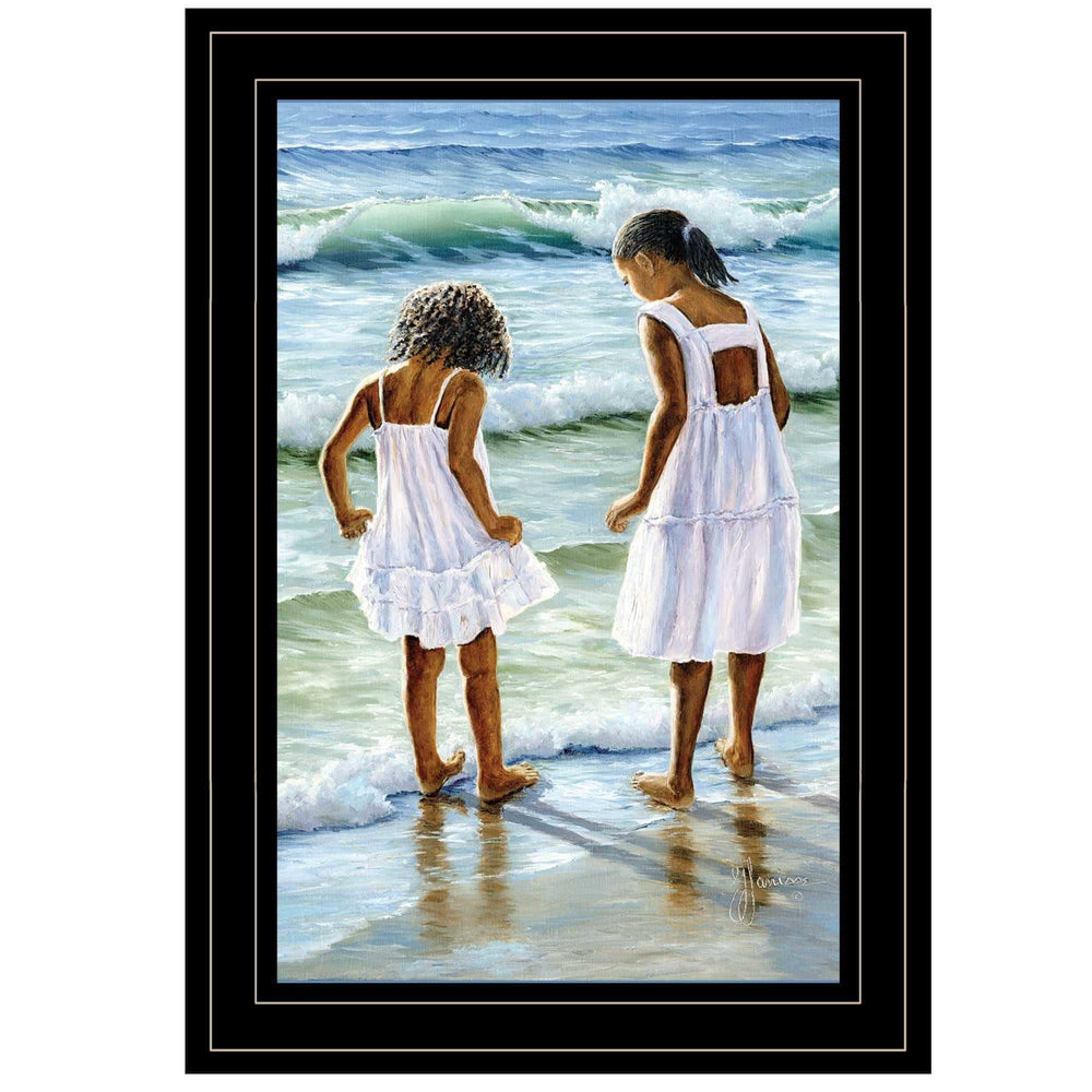 Two Girls at the Beach 4 Black Framed Print Wall Art - Homeroots - Flyclothing LLC