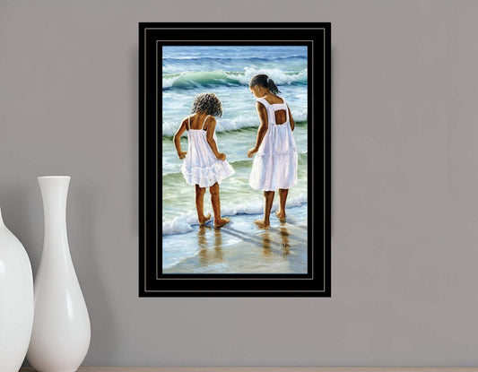 Two Girls at the Beach 4 Black Framed Print Wall Art - Homeroots - Flyclothing LLC
