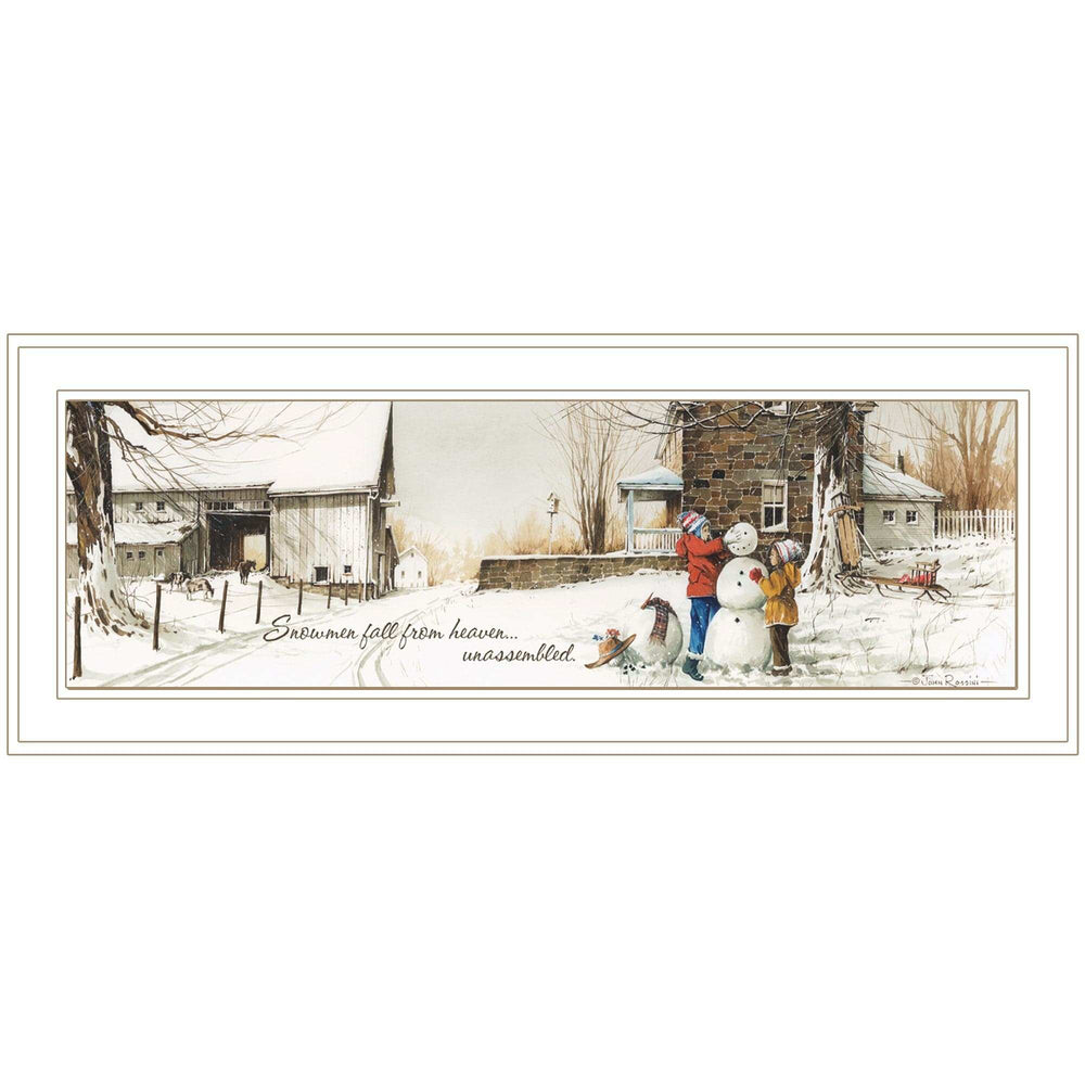 Snowmen from Heaven 2 White Framed Print Wall Art - Homeroots - Flyclothing LLC