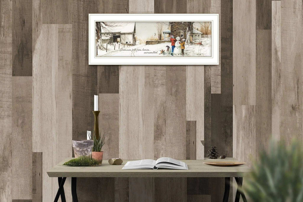 Snowmen from Heaven 2 White Framed Print Wall Art - Homeroots - Flyclothing LLC