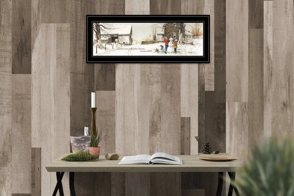 Snowmen from Heaven 3 Black Framed Print Wall Art - Homeroots - Flyclothing LLC