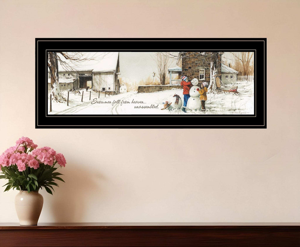Snowmen from Heaven 3 Black Framed Print Wall Art - Homeroots - Flyclothing LLC