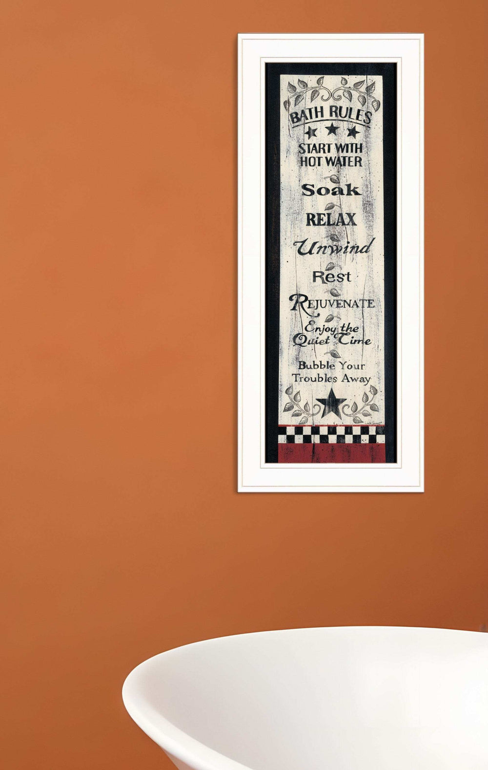 Bath Rules 4 White Framed Print Bathroom Wall Art - Homeroots - Flyclothing LLC