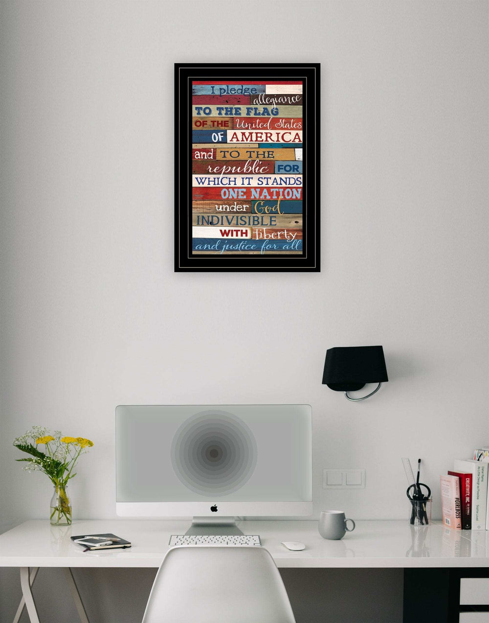 Red White and Blue Pledge Of Allegiance Black Framed Print Wall Art - Homeroots - Flyclothing LLC