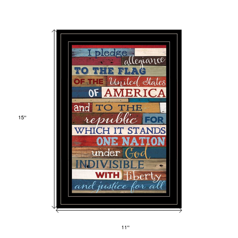 Red White and Blue Pledge Of Allegiance Black Framed Print Wall Art - Homeroots - Flyclothing LLC