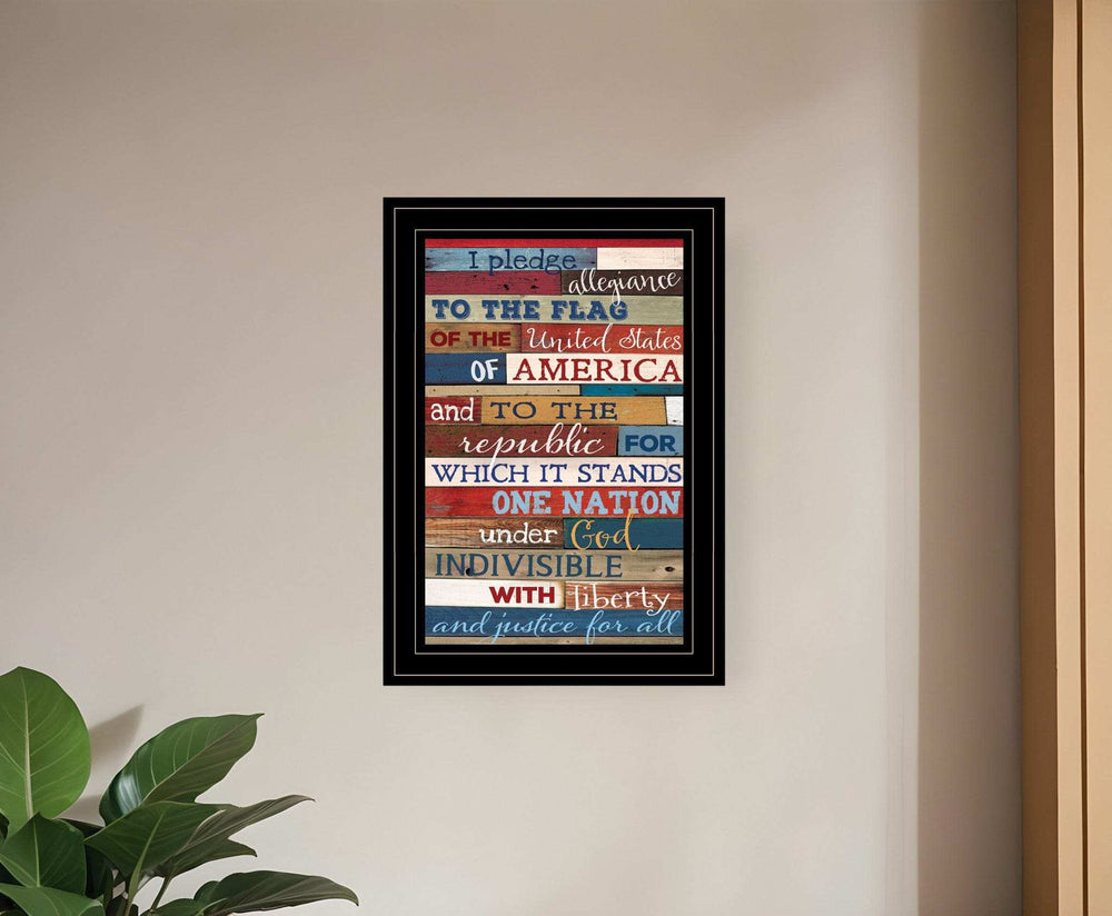 Red White and Blue Pledge Of Allegiance Black Framed Print Wall Art - Homeroots - Flyclothing LLC