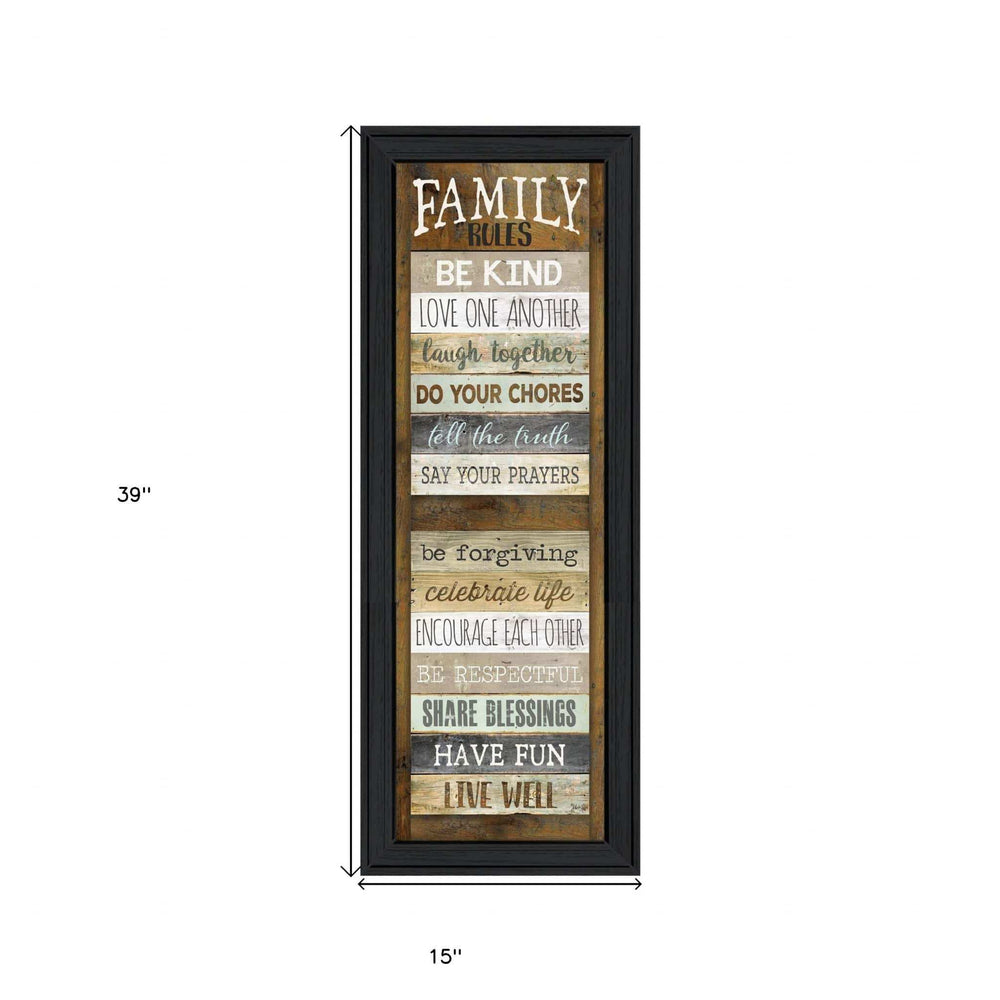 Family Rules Shutter 3 Black Framed Print Wall Art - Homeroots - Flyclothing LLC