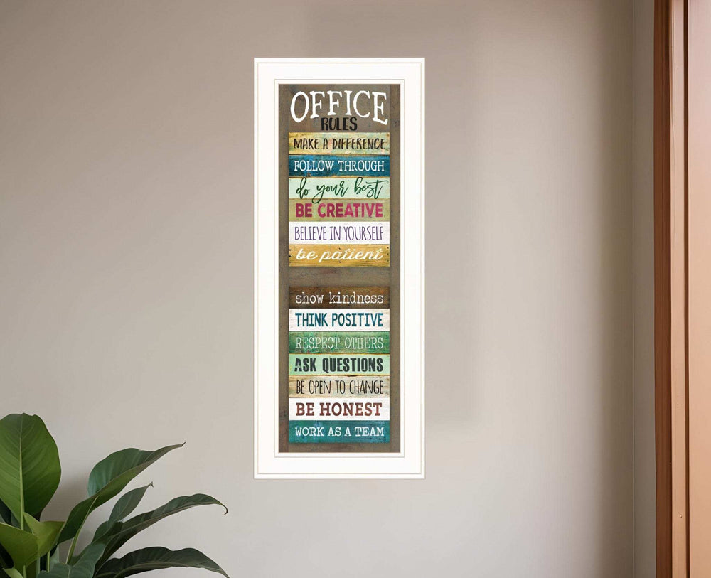 Office Rules 7 White Framed Print Wall Art - Homeroots - Flyclothing LLC
