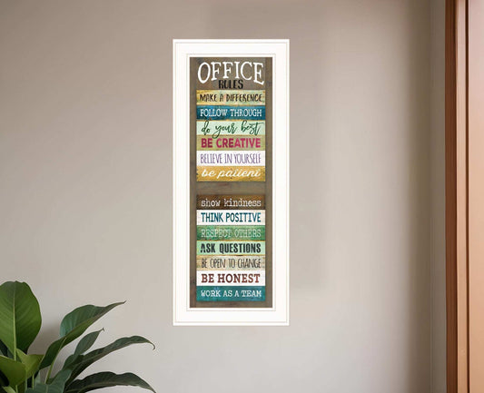 Office Rules 7 White Framed Print Wall Art - Homeroots - Flyclothing LLC