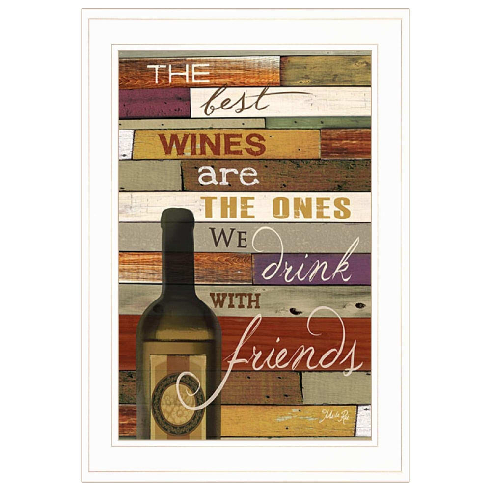 Wine With Friends White Framed Print Wall Art - Homeroots - Flyclothing LLC