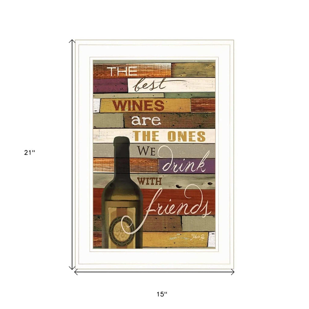 Wine With Friends White Framed Print Wall Art - Homeroots - Flyclothing LLC
