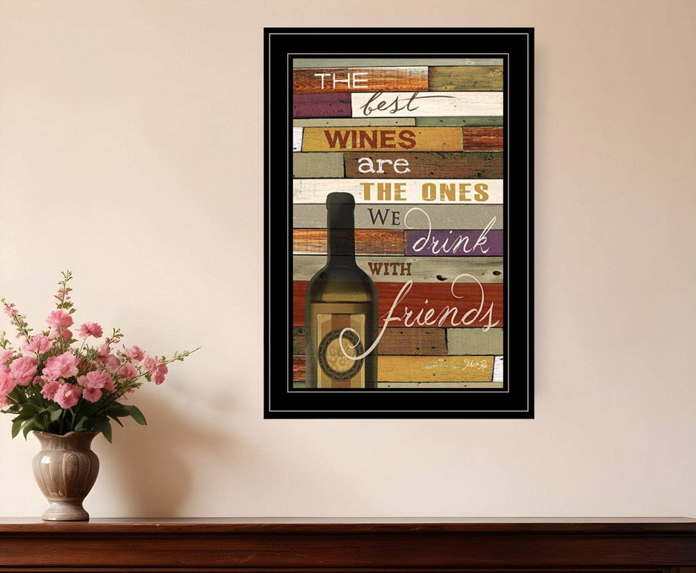 Wine With Friends Black Framed Print Wall Art - Homeroots - Flyclothing LLC