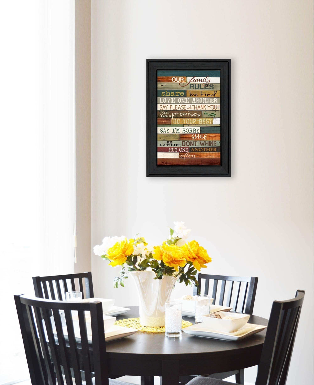 Our Family Rules 3 Black Framed Print Wall Art - Homeroots - Flyclothing LLC