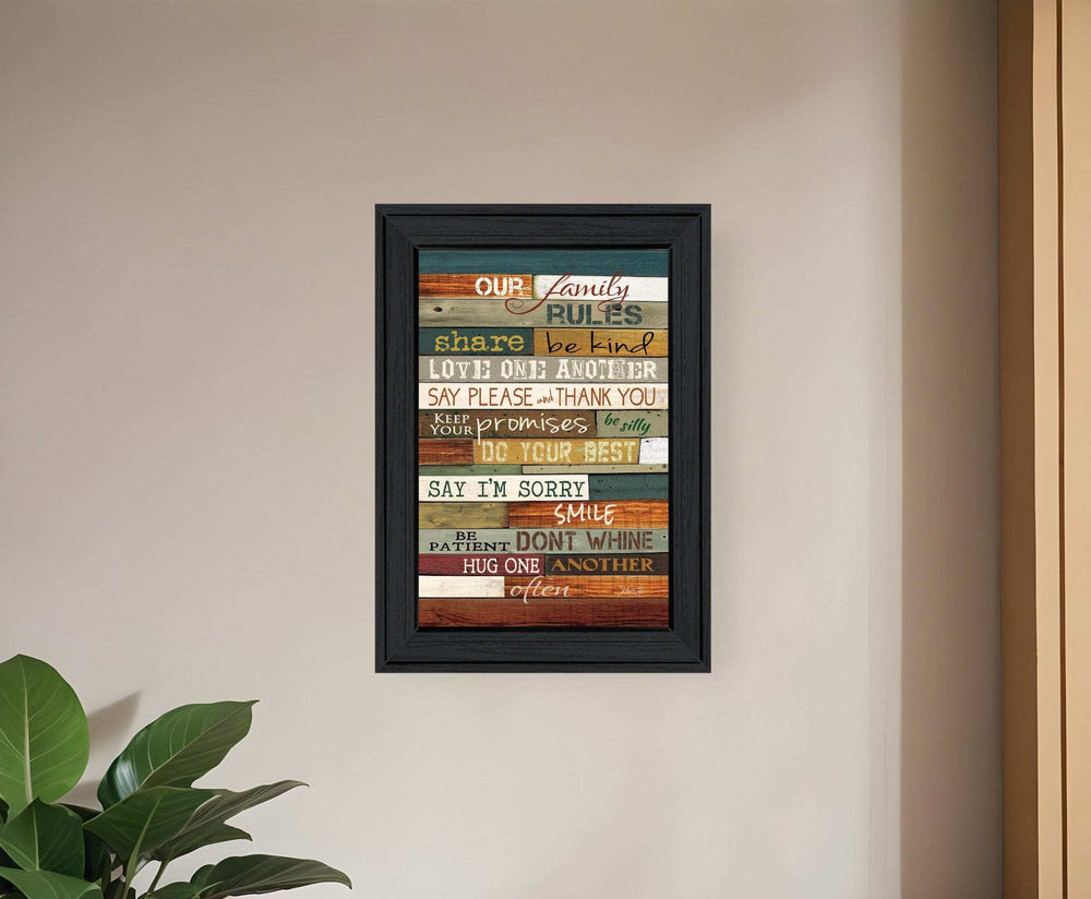 Our Family Rules 3 Black Framed Print Wall Art - Homeroots - Flyclothing LLC