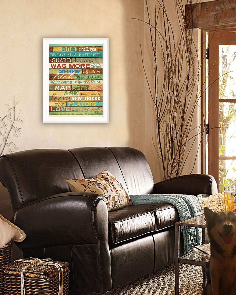 Dog Rules 5 White Framed Print Wall Art - Homeroots - Flyclothing LLC