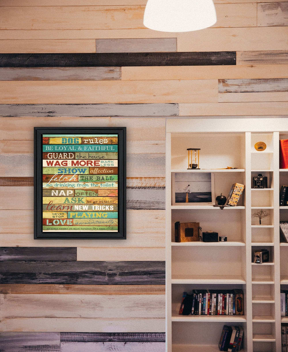 Dog Rules 6 Black Framed Print Wall Art - Homeroots - Flyclothing LLC