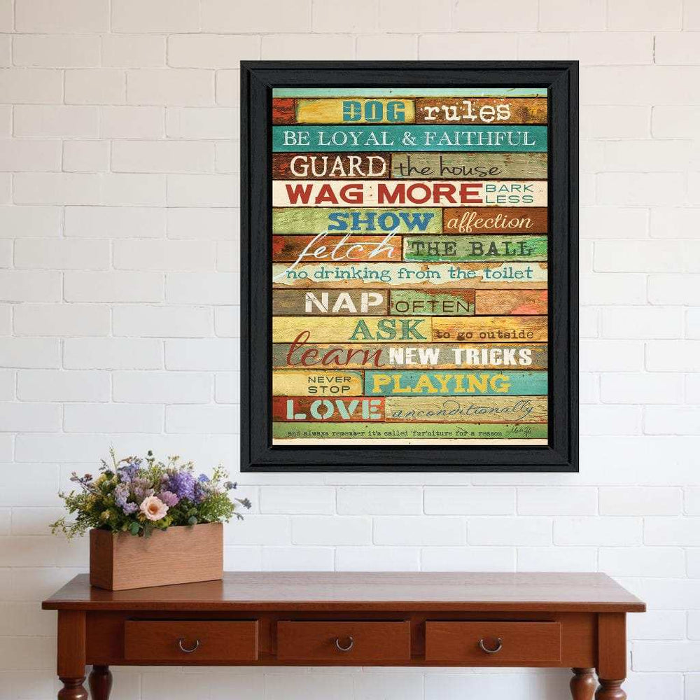 Dog Rules 6 Black Framed Print Wall Art - Homeroots - Flyclothing LLC