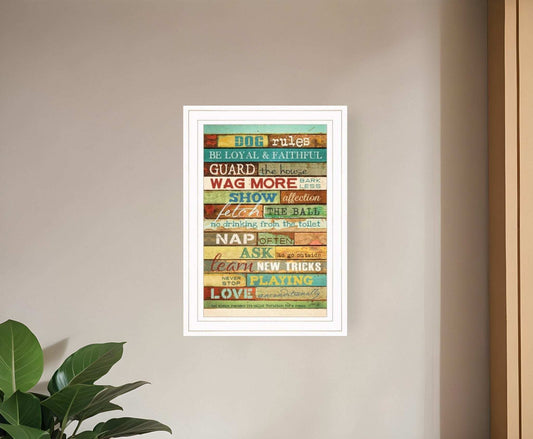 Dog Rules 2 White Framed Print Wall Art - Homeroots - Flyclothing LLC