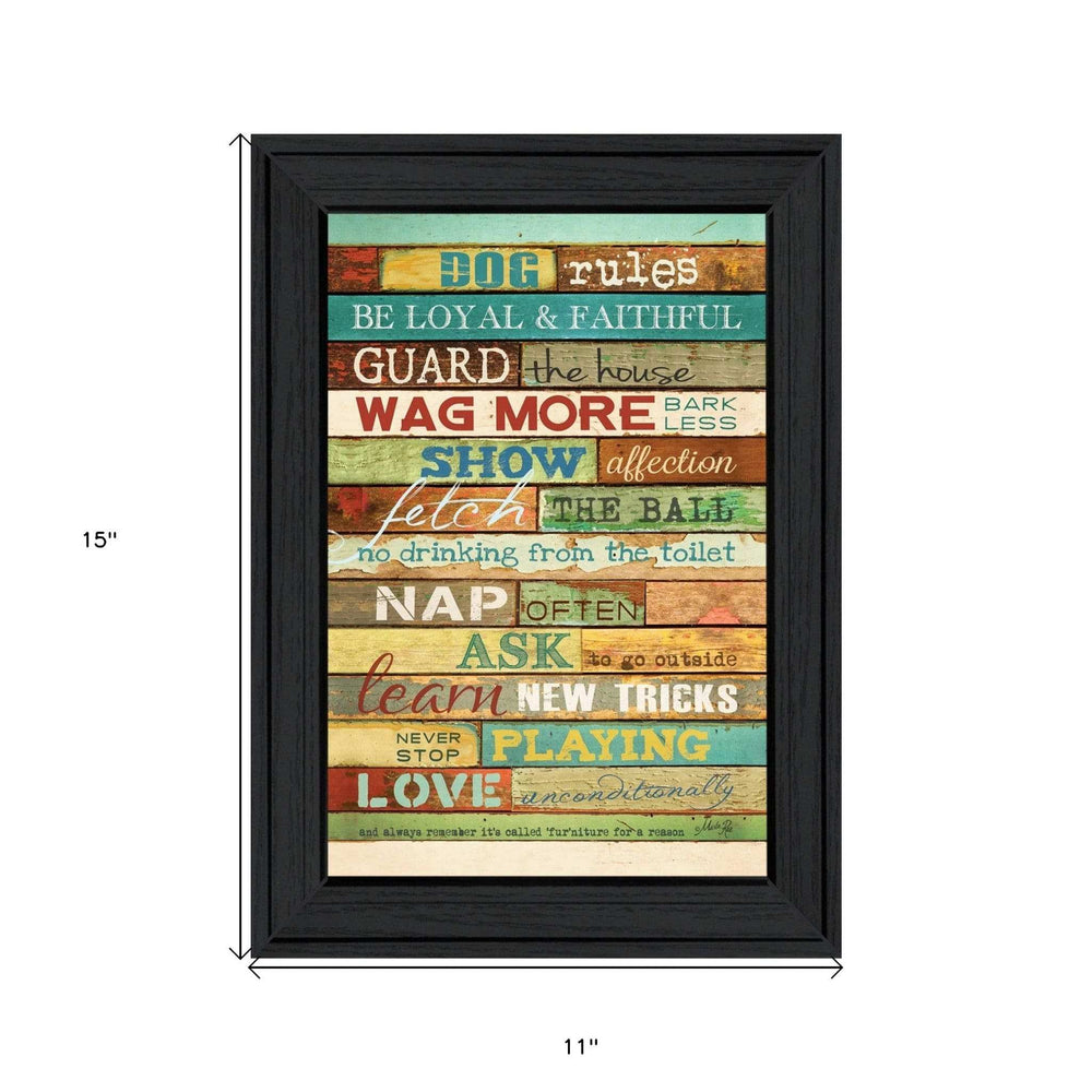 Dog Rules 3 Black Framed Print Wall Art - Homeroots - Flyclothing LLC