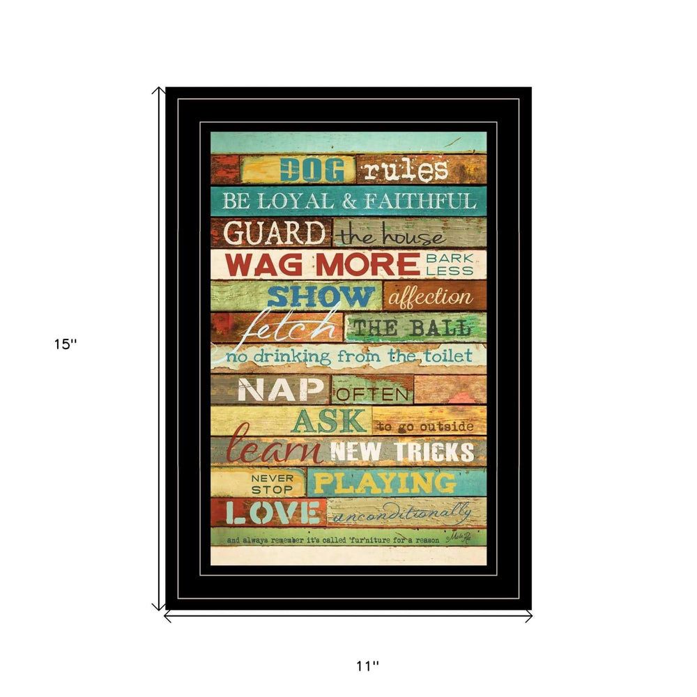 Dog Rules 4 Black Framed Print Wall Art - Homeroots - Flyclothing LLC