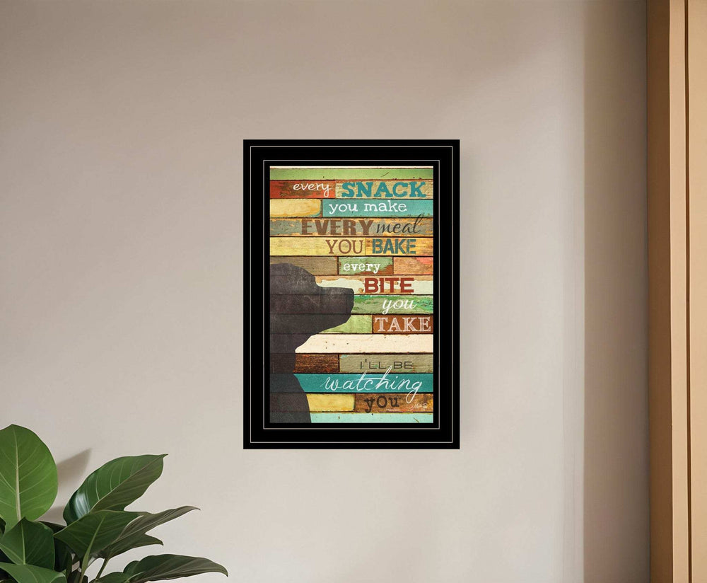Colorful Dog Watching You Snack Black Framed Print Wall Art - Homeroots - Flyclothing LLC