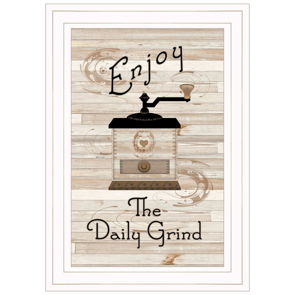 Enjoy the Daily Grind 1 White Framed Print Kitchen Wall Art - Homeroots - Flyclothing LLC