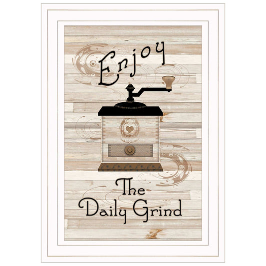 Enjoy the Daily Grind 1 White Framed Print Kitchen Wall Art - Homeroots - Flyclothing LLC