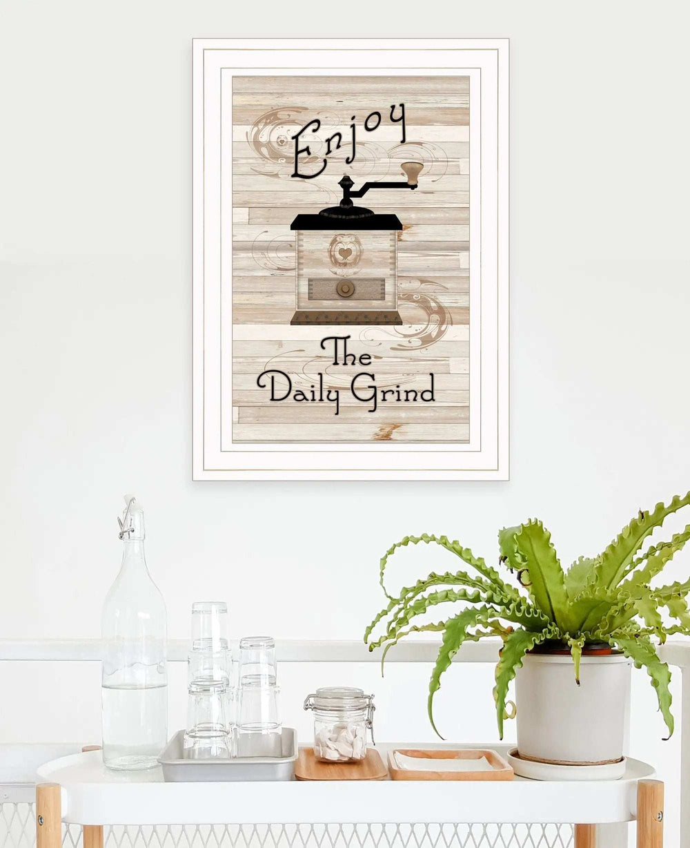 Enjoy the Daily Grind 1 White Framed Print Kitchen Wall Art - Homeroots - Flyclothing LLC