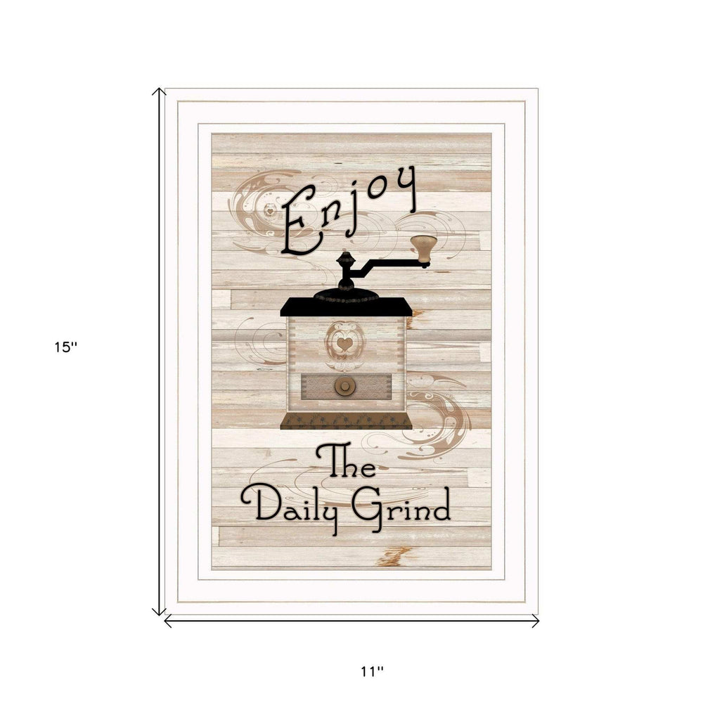 Enjoy the Daily Grind 1 White Framed Print Kitchen Wall Art - Homeroots - Flyclothing LLC