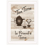 Tea Time is Friends Time 1 White Framed Print Kitchen Wall Art - Homeroots - Flyclothing LLC