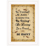BEE HAPPY White Framed Print Wall Art - Homeroots - Flyclothing LLC