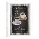 Sit Long Talk Much Chalkboard Framed 1 White Framed Print Wall Art - Homeroots - Flyclothing LLC