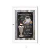 Everyday Starts with Coffee Chalkboard Framed 1 White Framed Print Kitchen Wall Art - Homeroots - Flyclothing LLC