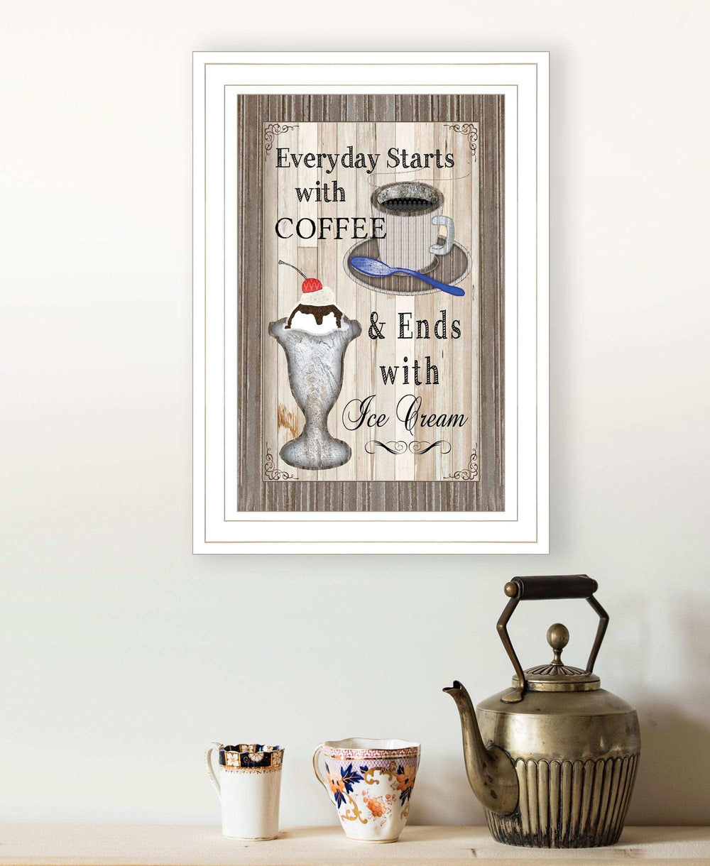 Everyday Starts with Coffee 1 White Framed Print Wall Art - Homeroots - Flyclothing LLC